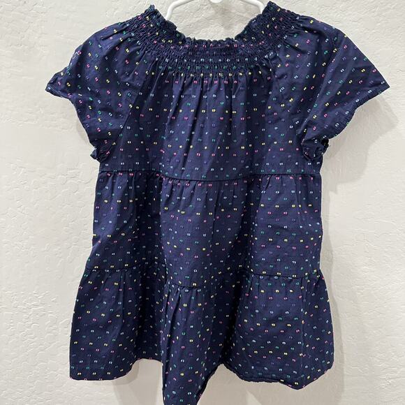 Hanna Andersson Navy Blue Rainbow Polka Dot Short Sleeve Shirt - Picture 5 of 6